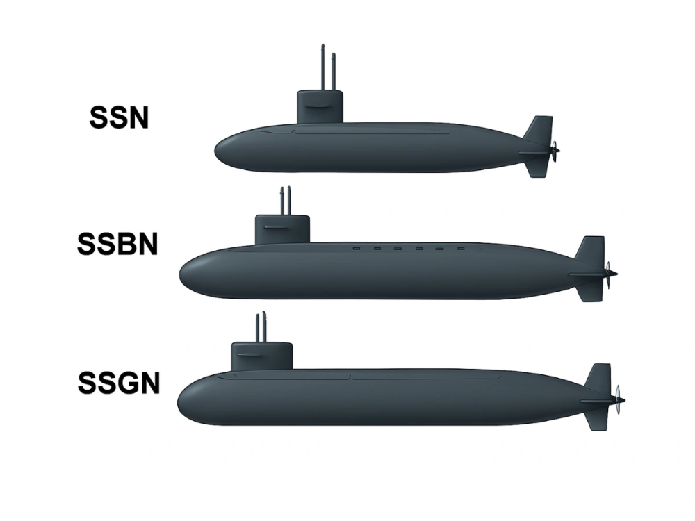 SSN, SSBN, SSGN 분류 비교