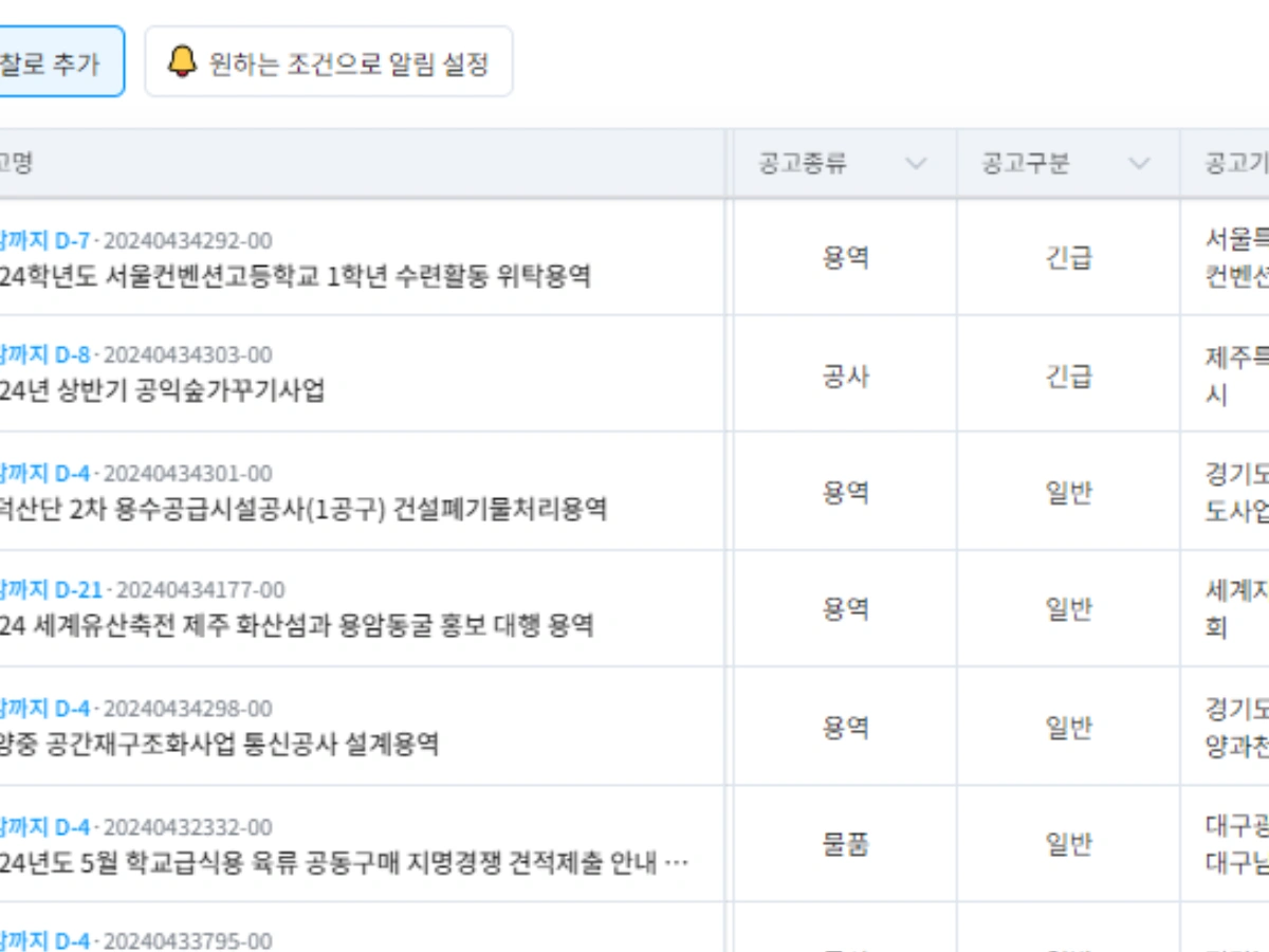 나라장터 공문 분석